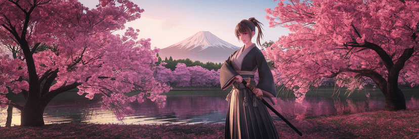 Create a portrait of a female samurai