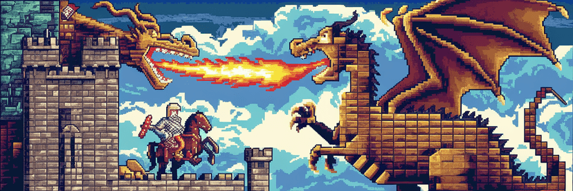 Generate pixel art of a dragon